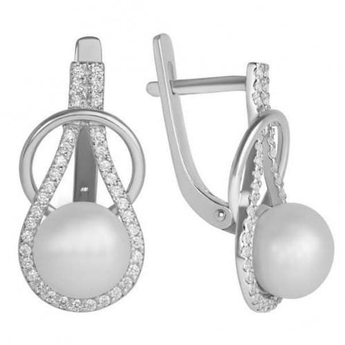 Срібні сережки з перлами СВ661с