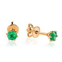 Золотые серьги-пусеты с изумрудом